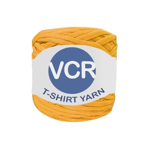 Image of VCR Saffron Yellow Big T-Shirt Yarn, 100 Meters Length, Recycled & Fashionable Craft Yarn, Pack of 1, Suitable for Crochet, Knitting & DIY Bags, Baskets, Cushions & Home Decor Projects