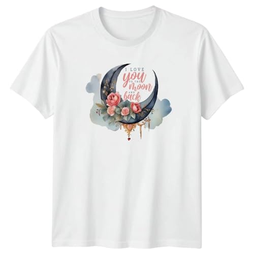 Image of I Love You to The Moon and Back Roses Graphic Tee Womens T-Shirt Mens Tee Romantic Gifts Unisex Top 4XL