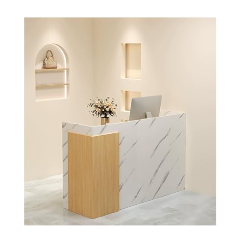 カウンター付き受付デスク、ロック可能な引き出しとキーボードトレイとケーブルグロメットを備えたフロントデスク受付カウンター、小売店のチェックアウト、オフィス、ショップ、サロン用(C,L60cm/23.6in)