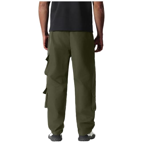 Tactical Cargo Pants for Men Waist Drawstring Joggers Sweatpants Casual Loose Fit Outdoor Pants with Zipper Pockets4