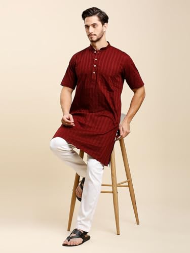 Image of Rajubhai Hargovindas Green Khadi Half Sleeve Kurta