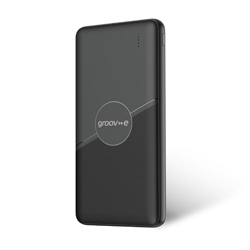 Groov-e Power Bank 10000 - Portable Phone Charger Power Bank for Smartphone, Android, & iPhone - 10000mAh Fast Charging - USB-A & USB-C Output, USB-C & Micro-USB Input - Pre-Charged