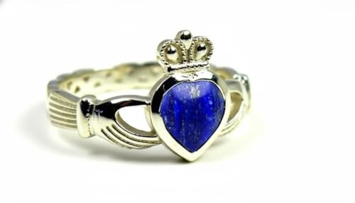 Image of Choose Your Color Natural Gemstone Irish Claddagh Silver Ring Friendship Love 55 Carat Brand Size 5 to 12