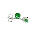 Sterling Silver Brilliant Cut Cubic Zirconia Stud Earrings 3 mm Emerald Green Color 1/4 cttw