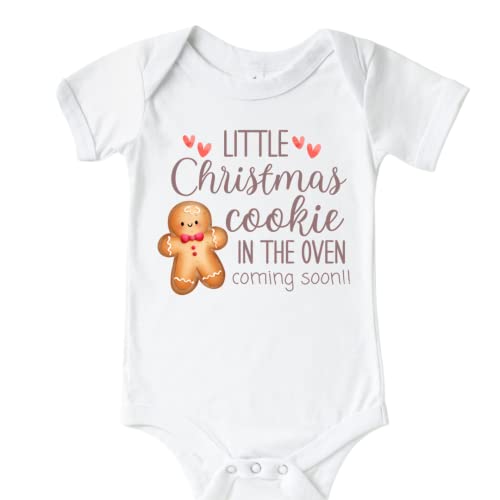 Little Christmas Cookie Coming Soon Surprise Pregnancy Announcement Onesie to Family for Christmas, Christmas Baby Announcement Onesie to Grandparents, Christmas Announcement Onesie to Husband.