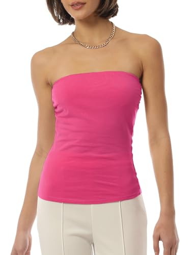 Image of MixMatchy Women's Stretchy Strapless Tube Top Y2K Bandeau Top