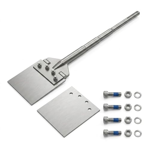 VIAVIC 25-Inch Heavy Duty SDS Max Floor Scraper Chisel Tool for Hammer Drill 6-Inch Wide Scraper for Concrete Mortar Thinset and Tile Removal Includes 1 Extra Replacement Blade & 4 Spare Bolts