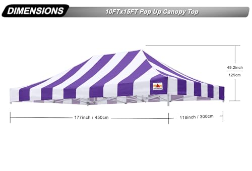 Image of ABCCANOPY Replacement Canopy Top for Pop Up Canopy Tent 10x15 Purple Stripe