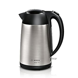Bosch DesignLine Stainless Steel Cordless Kettle,TWK3P420GB, Silver & Black