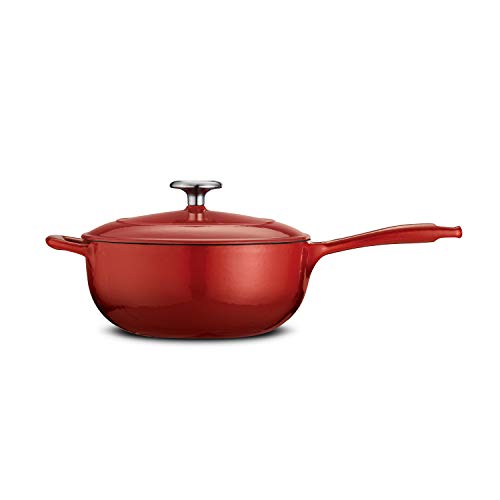 Image of TRAMONTINA Enameled Cast Iron Covered Saucier, 3-Quart, Gradated Red