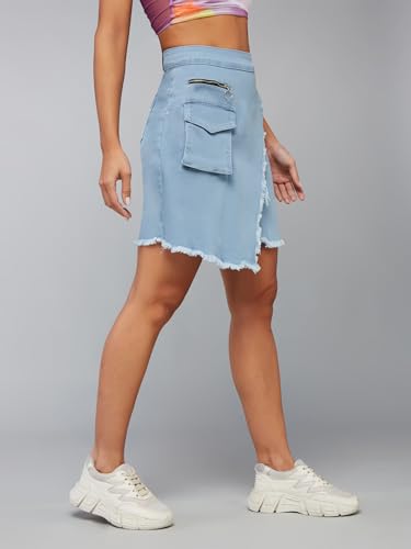 Image of Dolce Crudo Women's Flared High-Rise Stretchable Denim Maxi Skirt