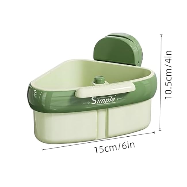 Suction Cup Sink Corner Rack, Plastic Sink Storage Rack Holder, Triangular Sinks Basket Shelf with Suction Cup Sucker, Corner Hanging, Rust Resistant, for Kitchen Bathroom Dishware (Green+Yellow)