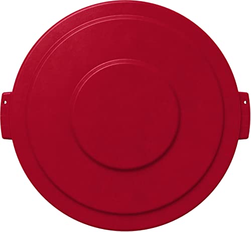 Image of SPARTA Bronco Waste Container Trash Can Lid, Round Trash Bin for Disposal, 32 Gallons, Red (Pack of 2)