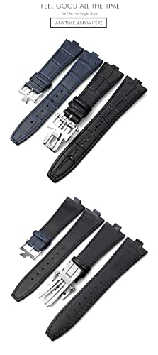 Bracelet de montre de luxe bleu en cuir grain de bambou pour les voyages