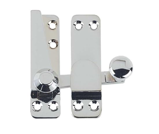 Kooples Hardware Heavy Quadrant Sash Fasteners Solid Brass Window Lock Traditional Heavy-Duty Catch for Timber Sash Windows with Screws (Polished Chrome)