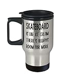 Skateboard Travel Mug Insulated Coffee Tumbler - Gifts for Skateboarding Skateboarder Skate Themed Sports Funny Cute Gag Idea - Like Ice Cream Room for More