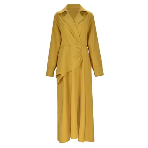 Robe chemise de vacances boutonnée à manches longues pour femme