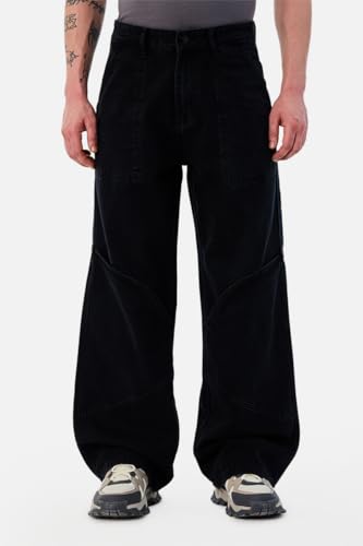Image of SNITCH Men Cargo Pants Street Wear | Baggy Fit Wide-Leg Solid Design | Durable Cotton Blend with Utility Pockets for Casual Outings & Everyday Styling