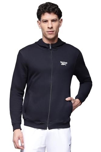 Image of Reebok Men's Full-Zip Hoodie - Soft Fleece Sweatshirt with Adjustable Hood & Front Pockets