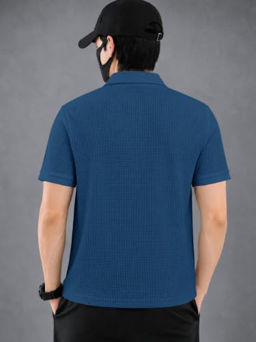 Image of EYEBOGLER Premium Textured Self-Design Half Sleeve Collar Polo T-Shirt for Men || Packs Also Available