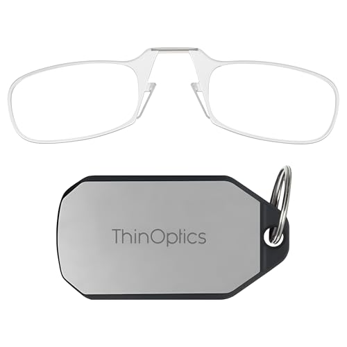 ThinOptics Reading Glasses With Keychain Case - Compact Foldable Rectangular Glasses - Clip-on Nose - 1.00 1.50 2.00 2.50 Strength With Flex-Fit Technology