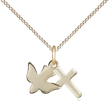 14kt Gold Filled Holy Spirit/Cross Pendant on a 18 inch Gold Filled Light Curb Chain