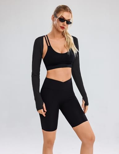 Totatuit Women's Long Sleeve Open Front Shrug Bolero Workout Top Crop Sport Cardigan3