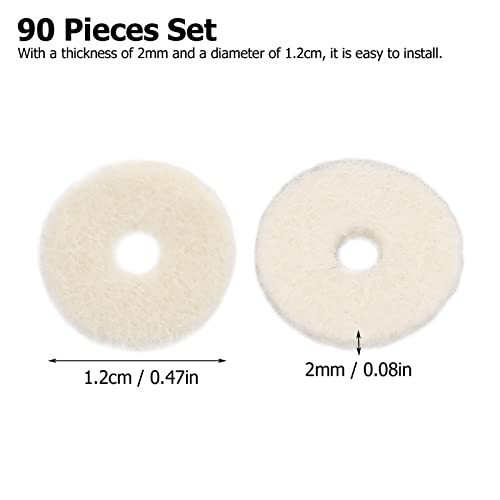 Rondelle de Feutre de Piano, Feutre D'accordage de Piano, Rondelle de Réglage D'accordage de Feutre de Piano Kit D'accessoires de Réparation D'épaisseur de 2 Mm, 90 Pièces
