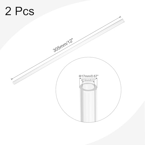 QUARKZMAN 2 Stück PVC Transparent Rohr, Innendurchmesser 13mm Durchmesser 17mm LÄNGE 350mm Acryl Kunststoffrohr für Lampenbau, Stehlampen, Möbel