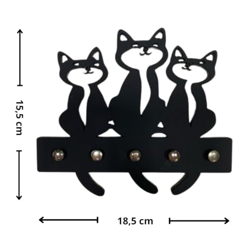 Artpical, Porta Chaves Criativo Decorativo Desenho 03 Gatos Preto MDF