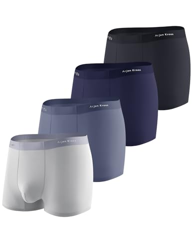 Arjen Kroos Men's Underwear 4 Pack Ice Silk Seamless Breathable Trunks Boxer Briefs for Men