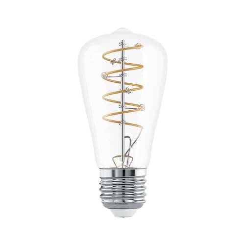 Eglo E27 Lámpara led, bombilla incandescente espiral, bombilla decorativa vintage de diseño retro, 7,3 vatios, blanco cálido, 806 lúmenes, 2700 Kelvin, bombilla Edison ST48, diámetro de 4,8 cm