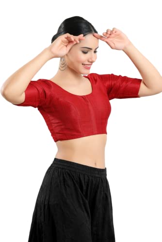 Image of Vamas Women's Silk Padded Self Design Half Sleeve Readymade Saree Blouse (X-766.N)