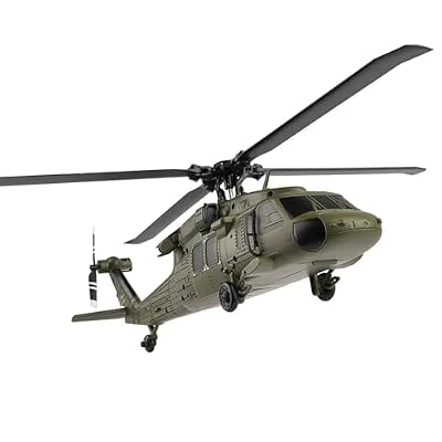 K170 UH60L RC Helicopter for Adults, 6-Axis Gyro Brushless Motor 2.4G 4CH Remote Contro Military Aircraft Single Wing Aileron Free Altitude Hovering, RTF - 1 Battery
