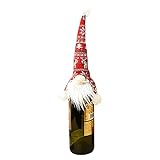 Materiali: Tessuto, Cotone Clicitina Decorazione di Natale bambola senza Faccia Porta Bottiglia di vino Babbo Natale Sacchetto di vino Olio Di Peperoncino
