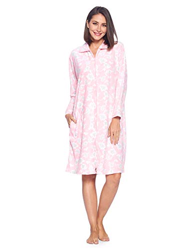 Casual Nights Women's Printed Micro Fleece Zip Up Long Sleeve Sleepwear Duster Robe3