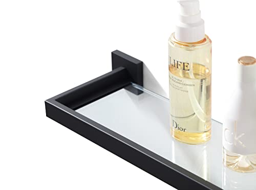 Buvelot Bathroom Shelf, Glass Shelf For Bathroom 22.32 Inch Large,8Mm Extra Thick Tempered Glass Shelves Wall Mounted, Modern Rectangular,Matte Black,071090-Mb #TOP7