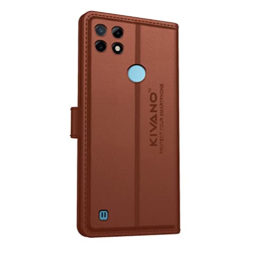 Image of Compatible with Realme C21 Flip Cover | Leather Finish | Inside Pockets & Inbuilt Stand | Shockproof Wallet Style Magnetic Closure Back Cover Case