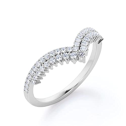 Moissanite Wedding Bands for Women Half Eternity Curved Wedding Band Platinum Plated Silver 10K 14K 18K Gold Stackable Ring for Her2