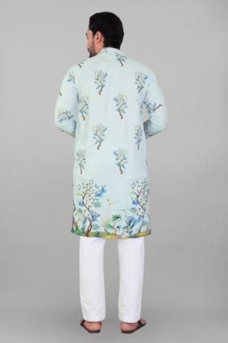 Image of Valaki Kurta Pajama Set for Men Border Printed Traditional Straight Kurta with Pyjama for Men