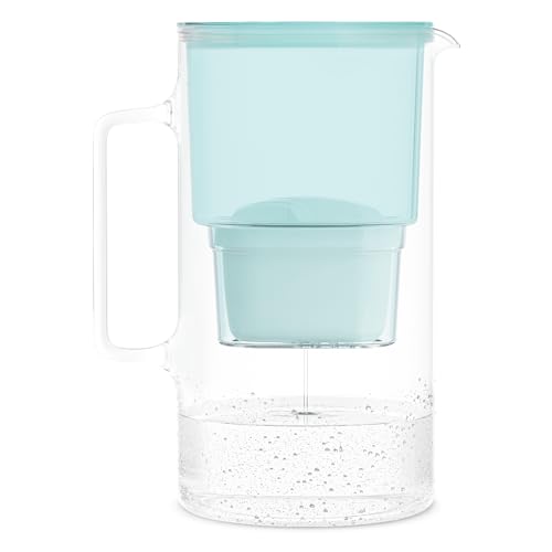 Wessper Wasserfilterkanne aus Glas 3L - Kompatibel mit Brita Maxtra - Inklusive 1 Wasserfilter-Kartusche, Reduziert Kalk und Chlor, Minze