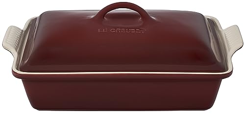 Image of Le Creuset Stoneware Covered Rectangular Casserole, 12 inch x 9 inch, Garnet