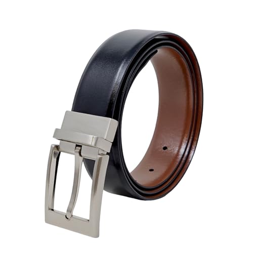 Mens Twist Reversible Black To Brown Leather Dress Belt 1.3