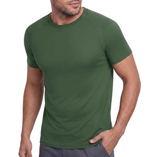 Image of BOOJO Workout Mens Shirts - Casual Black Quick Dry Moisture Wicking T-Shirts Crew Neck Short Sleeve for Gym Athletic Running