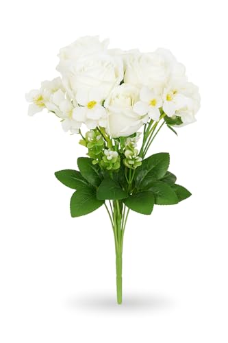 Ramo de Rosas Flores Artificiales Decoracion Jarrones | Plantas Artificiales Decorativas | Flores Artificiales Realistas Ramos de Flores Decoración Hogar | Centro de Mesa Decorativo Home Decoration