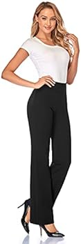 Tapata Dames 71cm/76cm/81cm/86cm Bootcut Stretch Broek Hoge Taille Dames Kantoorbroek Werkbroek Buikcontrole Lange Elegante Uitlopende Broek Casual Broek Yogabroek 71cm Donkergrijs L