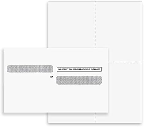 (100 Forms with 100 Envelopes) Set of W-2 4-Up Employee Tax Forms, Instructions on Back" for 2022, for Laser/Inkjet Printer. Compatible with QuickBooks and Accounting Software