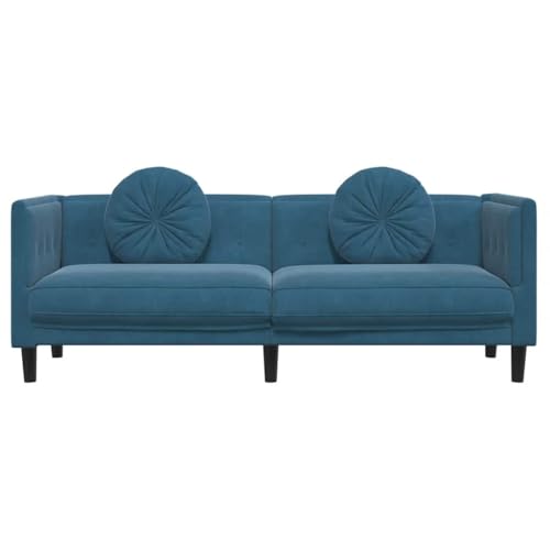 Willood Sofa mit Kissen 3-Sitzer Blau Samt, Polstersofa Loungesofa Couch für Wohnzimmer, Designsofa Wohnzimmersofa Sitzmöbel, Modern – Bild 6