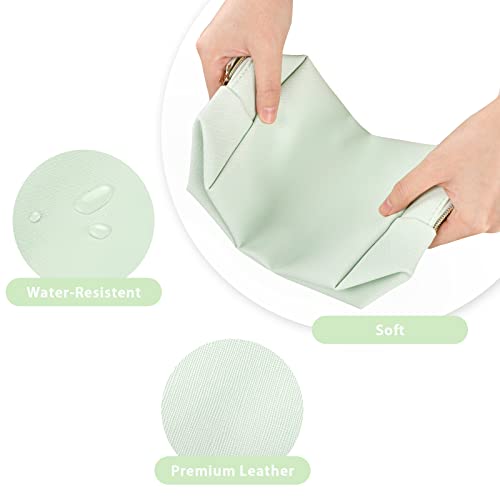 Gfu Makeup Bag Large Travel Zipper Cosmetic Pouch, Water Resistant Pu Leather Toiletry Organizer For Women And Girls, Mint Green #TOP3