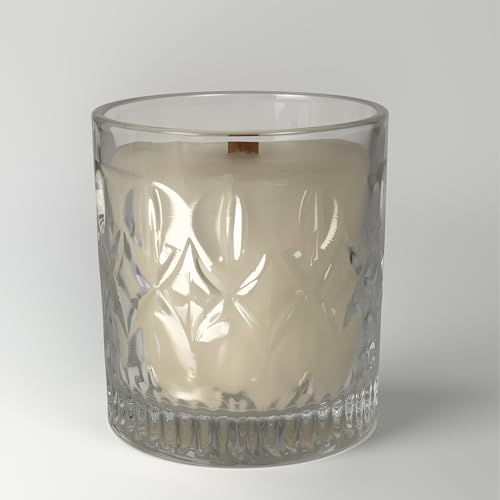 ELEMENT-TERRE - Vela perfumada de cristal con textura, diseño vintage con mecha de madera (MONOI)